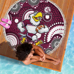 Manly Warringah Sea Eagles Beach Blanket Aboriginal Dot Pattern - Rugby Mascot Heritage Pride