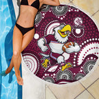 Manly Warringah Sea Eagles Beach Blanket Aboriginal Dot Pattern - Rugby Mascot Heritage Pride