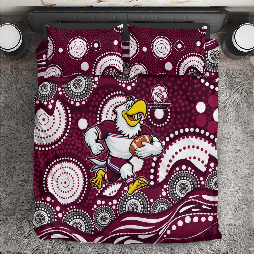 Manly Warringah Sea Eagles Bedding Set Aboriginal Dot Pattern - Rugby Mascot Heritage Pride