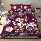 Manly Warringah Sea Eagles Bedding Set Aboriginal Dot Pattern - Rugby Mascot Heritage Pride