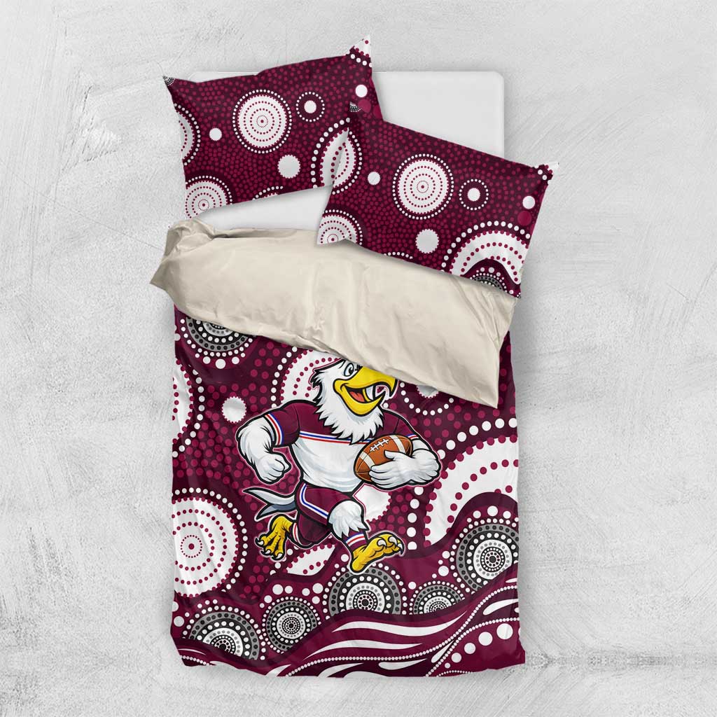 Manly Warringah Sea Eagles Bedding Set Aboriginal Dot Pattern - Rugby Mascot Heritage Pride