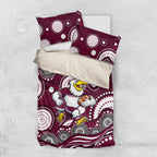 Manly Warringah Sea Eagles Bedding Set Aboriginal Dot Pattern - Rugby Mascot Heritage Pride