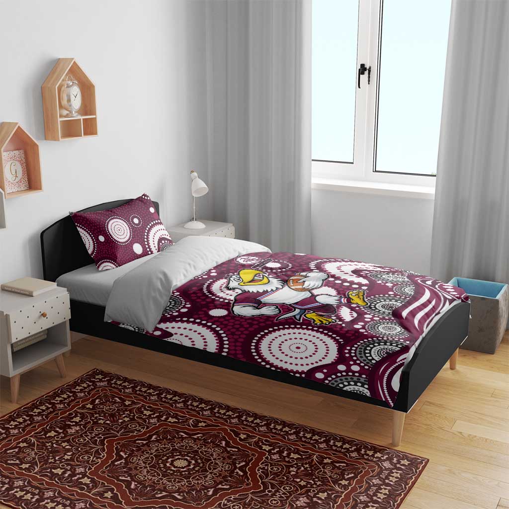 Manly Warringah Sea Eagles Bedding Set Aboriginal Dot Pattern - Rugby Mascot Heritage Pride