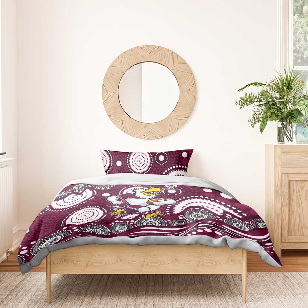 Manly Warringah Sea Eagles Bedding Set Aboriginal Dot Pattern - Rugby Mascot Heritage Pride