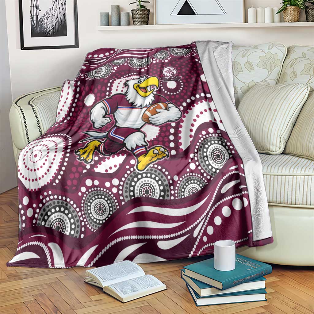 Manly Warringah Sea Eagles Blanket Aboriginal Dot Pattern - Rugby Mascot Heritage Pride