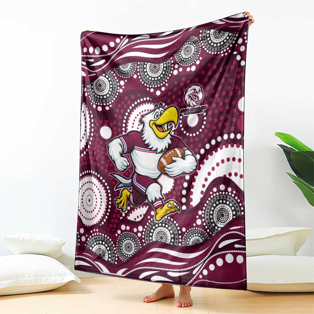 Manly Warringah Sea Eagles Blanket Aboriginal Dot Pattern - Rugby Mascot Heritage Pride