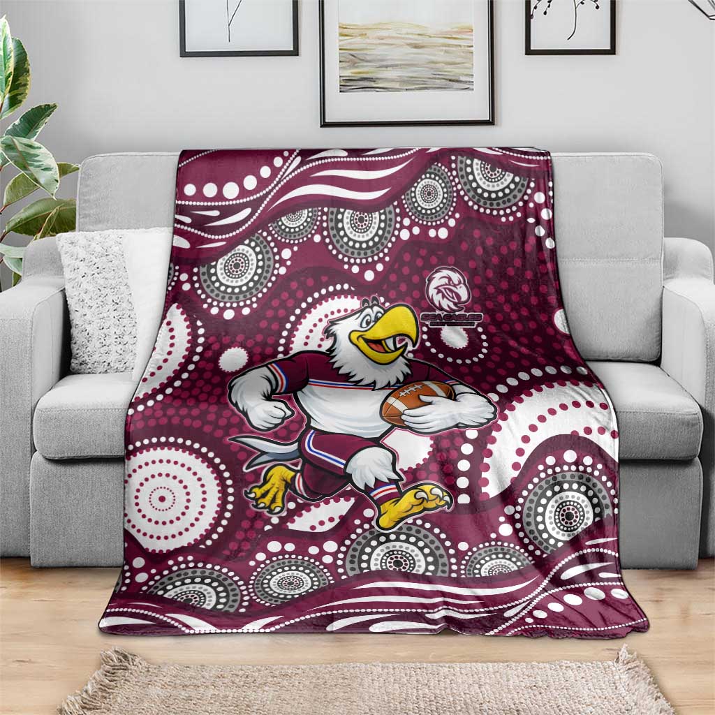 Manly Warringah Sea Eagles Blanket Aboriginal Dot Pattern - Rugby Mascot Heritage Pride