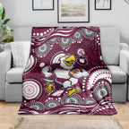 Manly Warringah Sea Eagles Blanket Aboriginal Dot Pattern - Rugby Mascot Heritage Pride