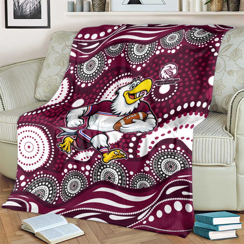 Manly Warringah Sea Eagles Blanket Aboriginal Dot Pattern - Rugby Mascot Heritage Pride