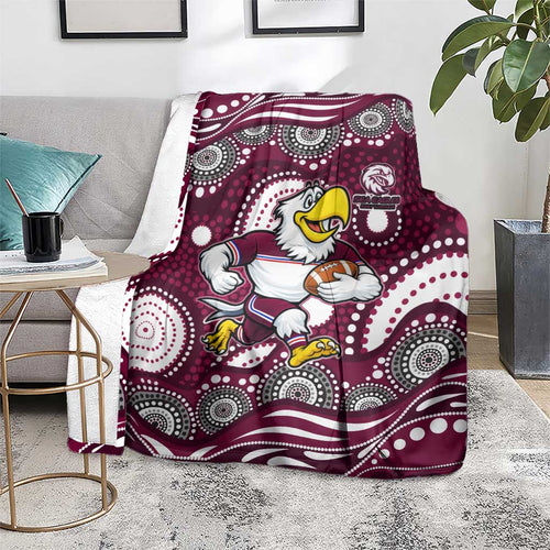 Manly Warringah Sea Eagles Blanket Aboriginal Dot Pattern - Rugby Mascot Heritage Pride