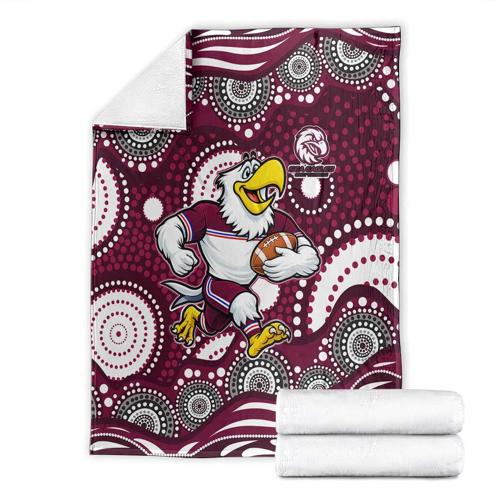 Manly Warringah Sea Eagles Blanket Aboriginal Dot Pattern - Rugby Mascot Heritage Pride