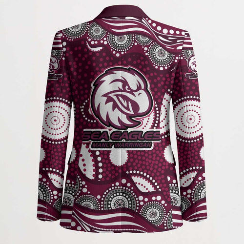 Manly Warringah Sea Eagles Blazer Aboriginal Dot Pattern - Rugby Mascot Heritage Pride