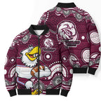 Manly Warringah Sea Eagles Bomber Puffer Jacket Aboriginal Dot Pattern - Rugby Mascot Heritage Pride
