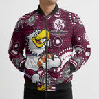 Manly Warringah Sea Eagles Bomber Puffer Jacket Aboriginal Dot Pattern - Rugby Mascot Heritage Pride