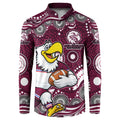 Manly Warringah Sea Eagles Button Sweatshirt Aboriginal Dot Pattern - Rugby Mascot Heritage Pride