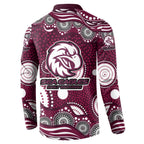Manly Warringah Sea Eagles Button Sweatshirt Aboriginal Dot Pattern - Rugby Mascot Heritage Pride