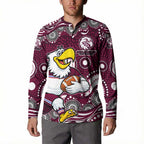 Manly Warringah Sea Eagles Button Sweatshirt Aboriginal Dot Pattern - Rugby Mascot Heritage Pride
