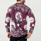 Manly Warringah Sea Eagles Button Sweatshirt Aboriginal Dot Pattern - Rugby Mascot Heritage Pride