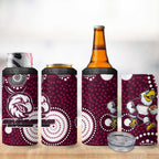 Manly Warringah Sea Eagles 4 in 1 Can Cooler Tumbler Aboriginal Dot Pattern - Rugby Mascot Heritage Pride