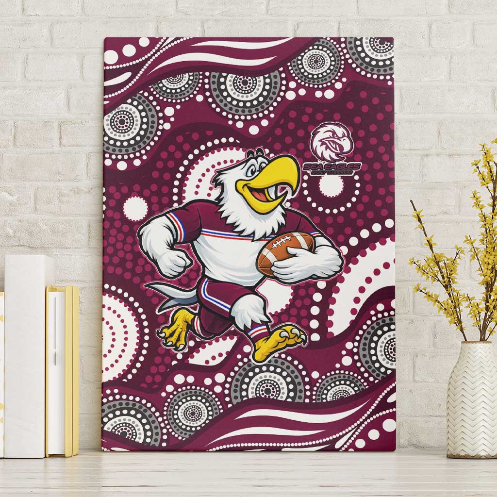 Manly Warringah Sea Eagles Canvas Wall Art Aboriginal Dot Pattern - Rugby Mascot Heritage Pride