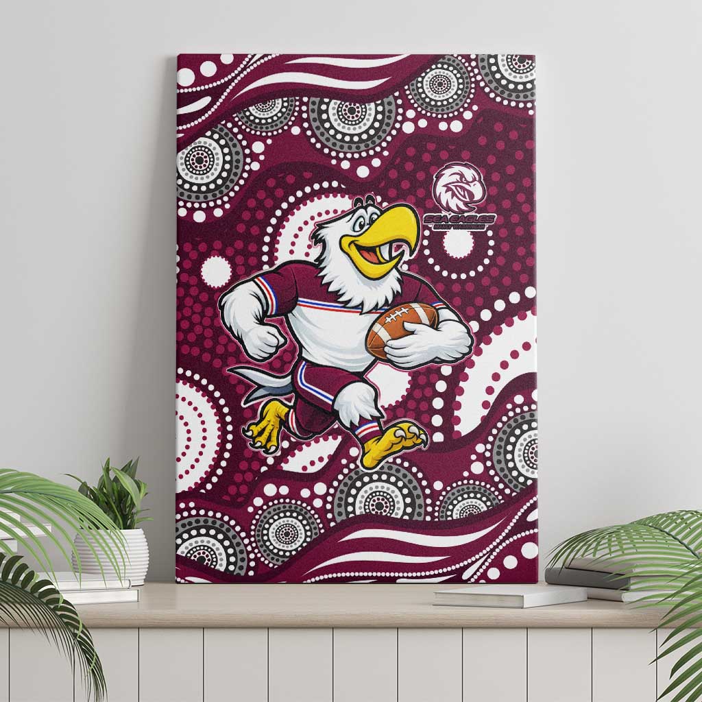 Manly Warringah Sea Eagles Canvas Wall Art Aboriginal Dot Pattern - Rugby Mascot Heritage Pride