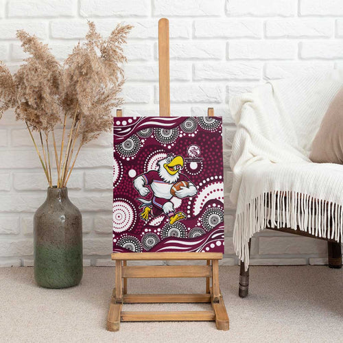 Manly Warringah Sea Eagles Canvas Wall Art Aboriginal Dot Pattern - Rugby Mascot Heritage Pride