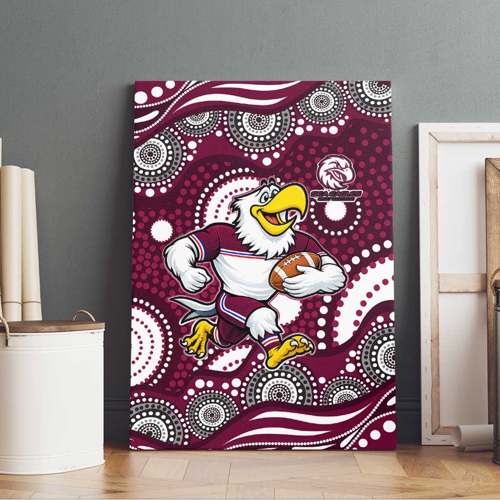 Manly Warringah Sea Eagles Canvas Wall Art Aboriginal Dot Pattern - Rugby Mascot Heritage Pride