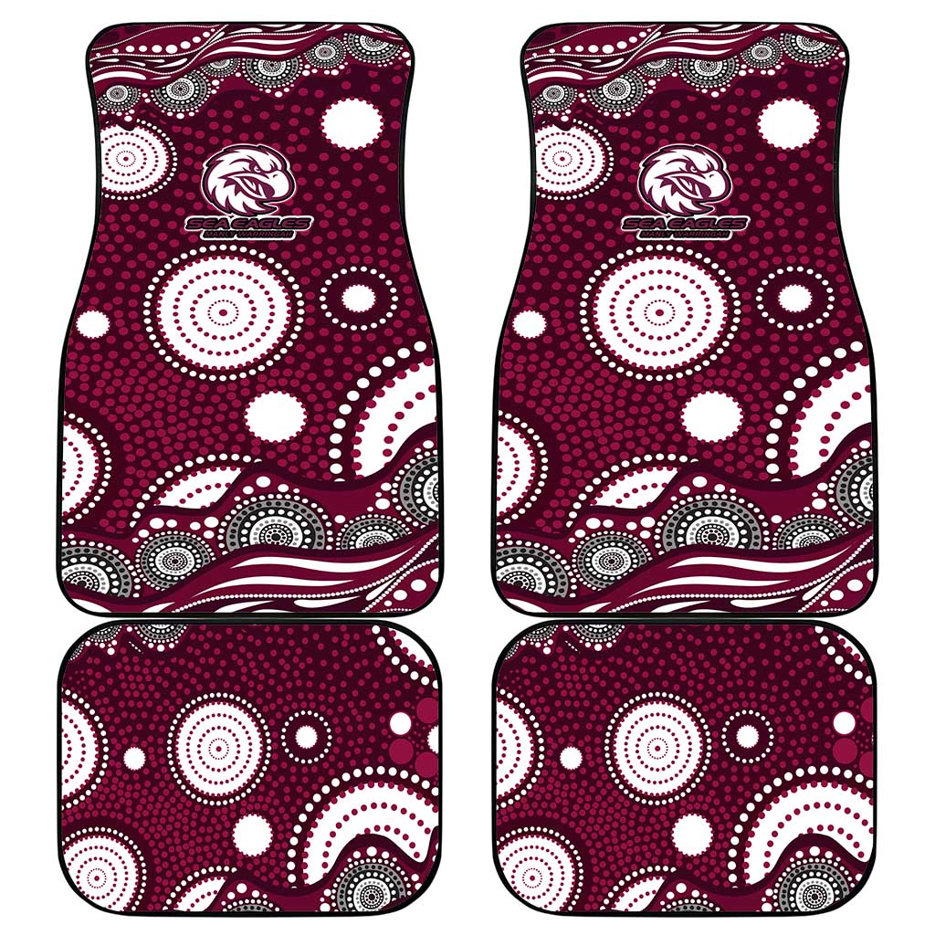 Manly Warringah Sea Eagles Car Mats Aboriginal Dot Pattern - Rugby Mascot Heritage Pride