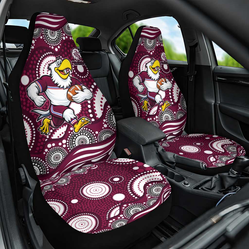 Manly Warringah Sea Eagles Car Seat Cover Aboriginal Dot Pattern - Rugby Mascot Heritage Pride