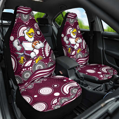 Manly Warringah Sea Eagles Car Seat Cover Aboriginal Dot Pattern - Rugby Mascot Heritage Pride