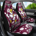 Manly Warringah Sea Eagles Car Seat Cover Aboriginal Dot Pattern - Rugby Mascot Heritage Pride