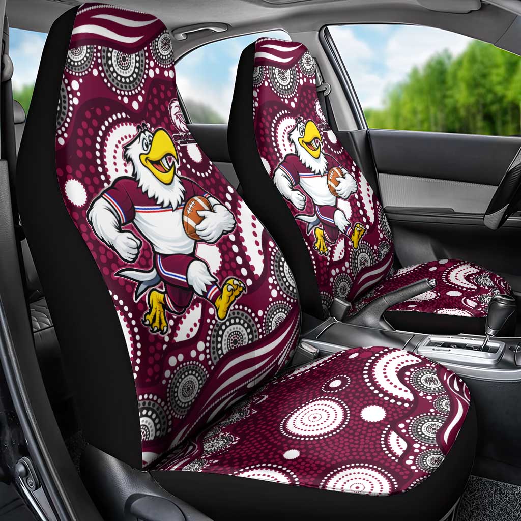 Manly Warringah Sea Eagles Car Seat Cover Aboriginal Dot Pattern - Rugby Mascot Heritage Pride