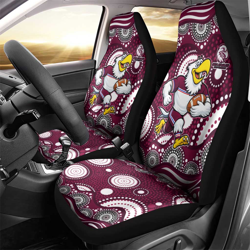 Manly Warringah Sea Eagles Car Seat Cover Aboriginal Dot Pattern - Rugby Mascot Heritage Pride