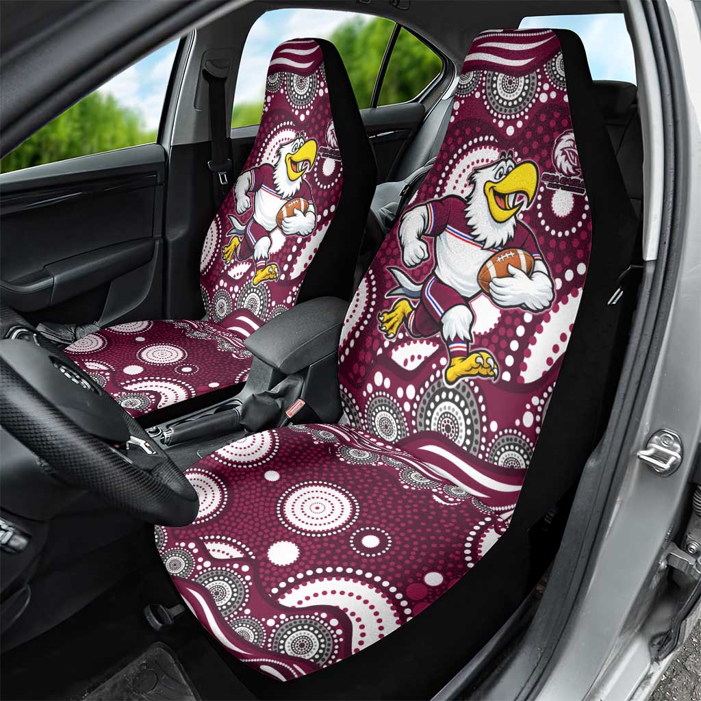 Manly Warringah Sea Eagles Car Seat Cover Aboriginal Dot Pattern - Rugby Mascot Heritage Pride