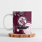 Manly Warringah Sea Eagles Ceramic Mug Aboriginal Dot Pattern - Rugby Mascot Heritage Pride