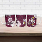 Manly Warringah Sea Eagles Ceramic Mug Aboriginal Dot Pattern - Rugby Mascot Heritage Pride