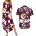 Manly Warringah Sea Eagles Couples Matching Summer Maxi Dress and Hawaiian Shirt Aboriginal Dot Pattern - Rugby Mascot Heritage Pride