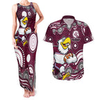 Manly Warringah Sea Eagles Couples Matching Tank Maxi Dress and Hawaiian Shirt Aboriginal Dot Pattern - Rugby Mascot Heritage Pride