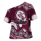Manly Warringah Sea Eagles Cross Shoulder Shirt Aboriginal Dot Pattern - Rugby Mascot Heritage Pride