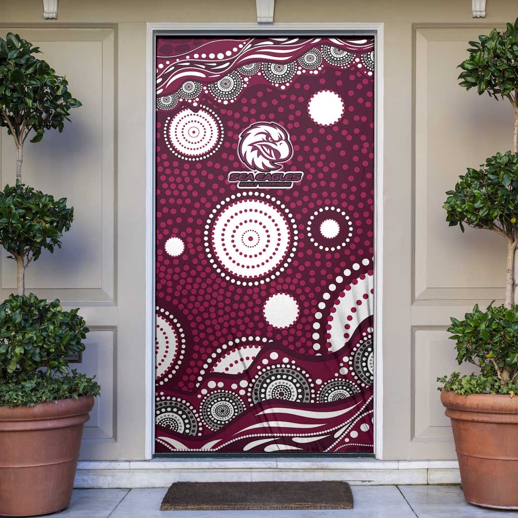 Manly Warringah Sea Eagles Door Cover Aboriginal Dot Pattern - Rugby Mascot Heritage Pride