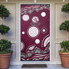 Manly Warringah Sea Eagles Door Cover Aboriginal Dot Pattern - Rugby Mascot Heritage Pride