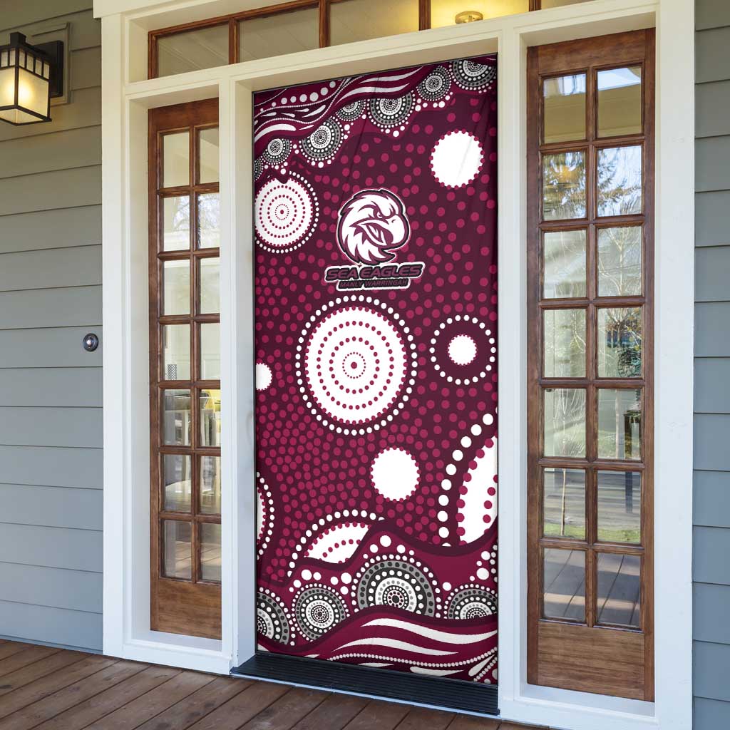 Manly Warringah Sea Eagles Door Cover Aboriginal Dot Pattern - Rugby Mascot Heritage Pride
