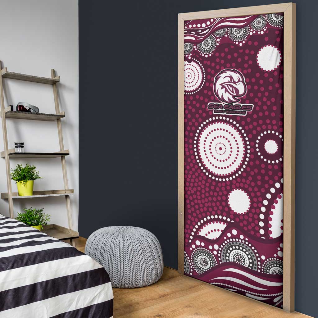 Manly Warringah Sea Eagles Door Cover Aboriginal Dot Pattern - Rugby Mascot Heritage Pride