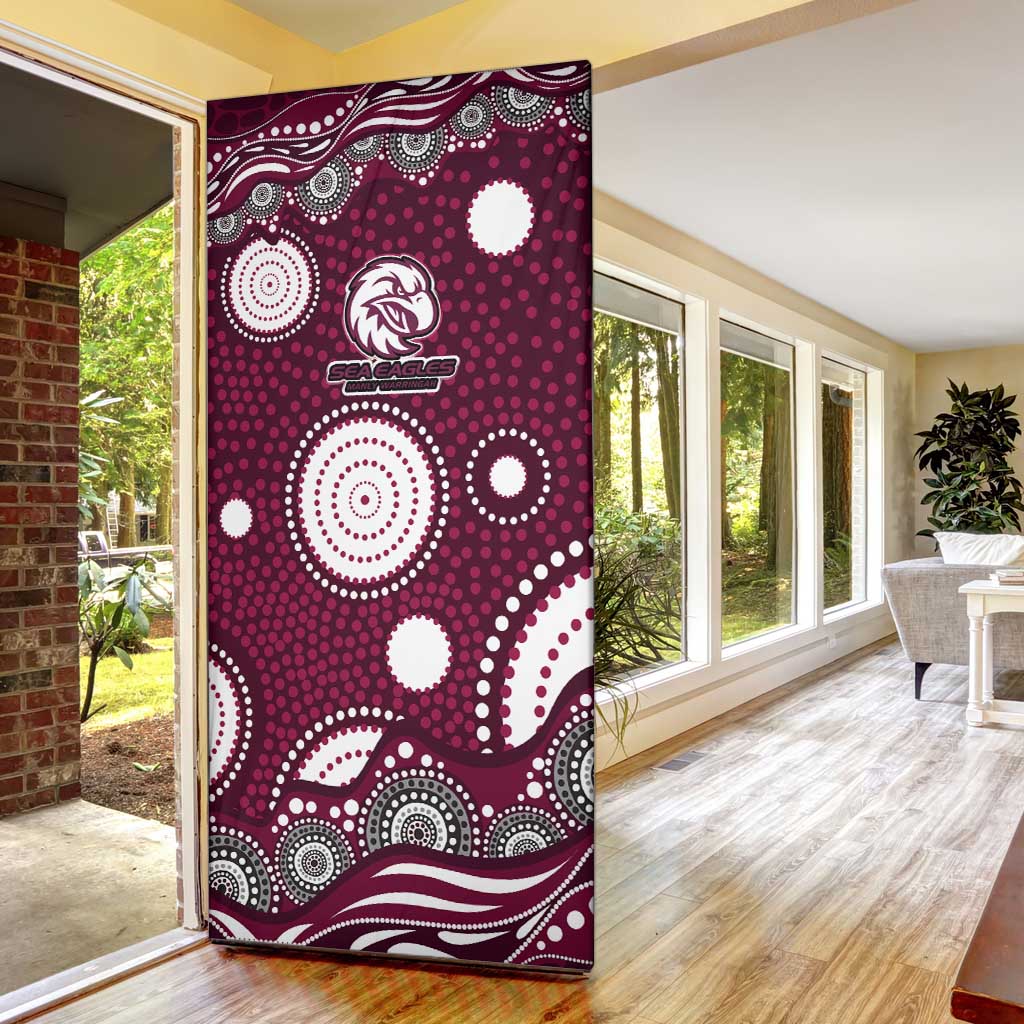 Manly Warringah Sea Eagles Door Cover Aboriginal Dot Pattern - Rugby Mascot Heritage Pride