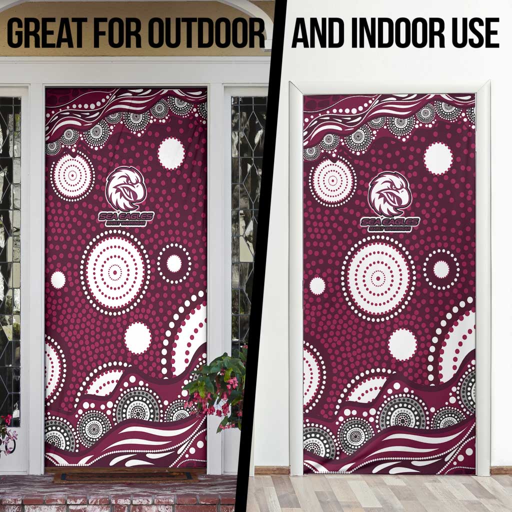 Manly Warringah Sea Eagles Door Cover Aboriginal Dot Pattern - Rugby Mascot Heritage Pride