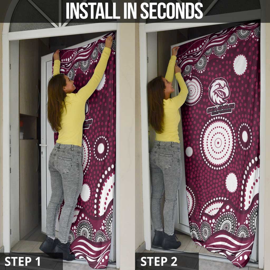 Manly Warringah Sea Eagles Door Cover Aboriginal Dot Pattern - Rugby Mascot Heritage Pride