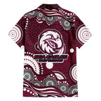 Manly Warringah Sea Eagles Family Matching Long Sleeve Bodycon Dress and Hawaiian Shirt Aboriginal Dot Pattern - Rugby Mascot Heritage Pride