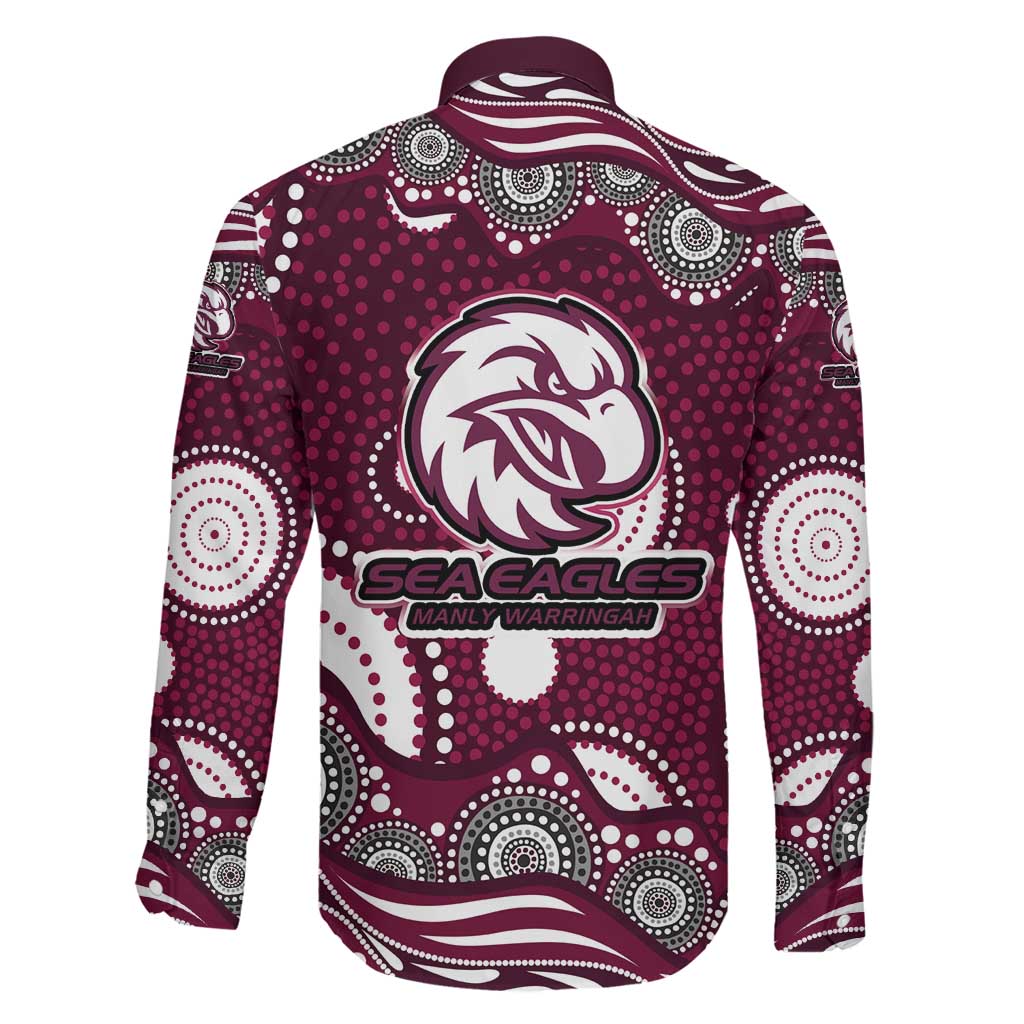 Manly Warringah Sea Eagles Family Matching Long Sleeve Bodycon Dress and Hawaiian Shirt Aboriginal Dot Pattern - Rugby Mascot Heritage Pride