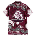 Manly Warringah Sea Eagles Family Matching Mermaid Dress and Hawaiian Shirt Aboriginal Dot Pattern - Rugby Mascot Heritage Pride