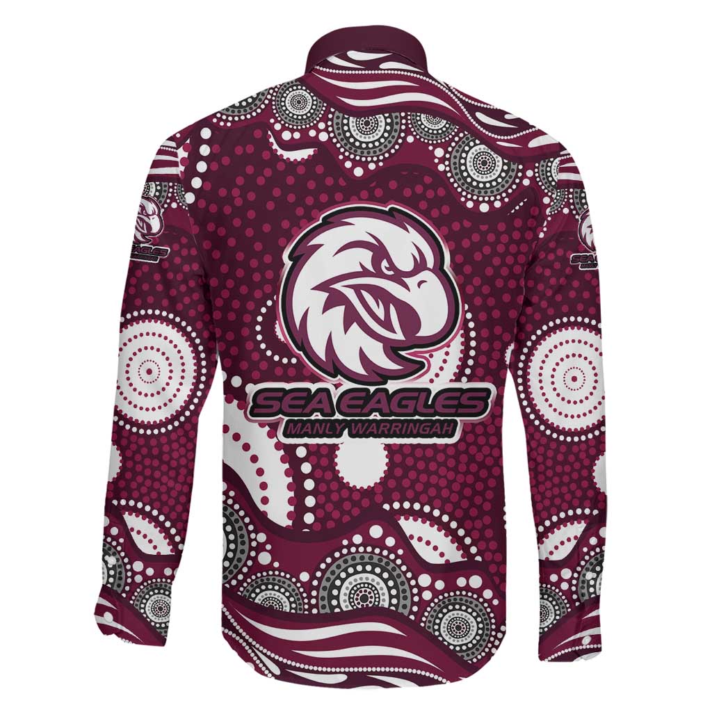 Manly Warringah Sea Eagles Family Matching Mermaid Dress and Hawaiian Shirt Aboriginal Dot Pattern - Rugby Mascot Heritage Pride